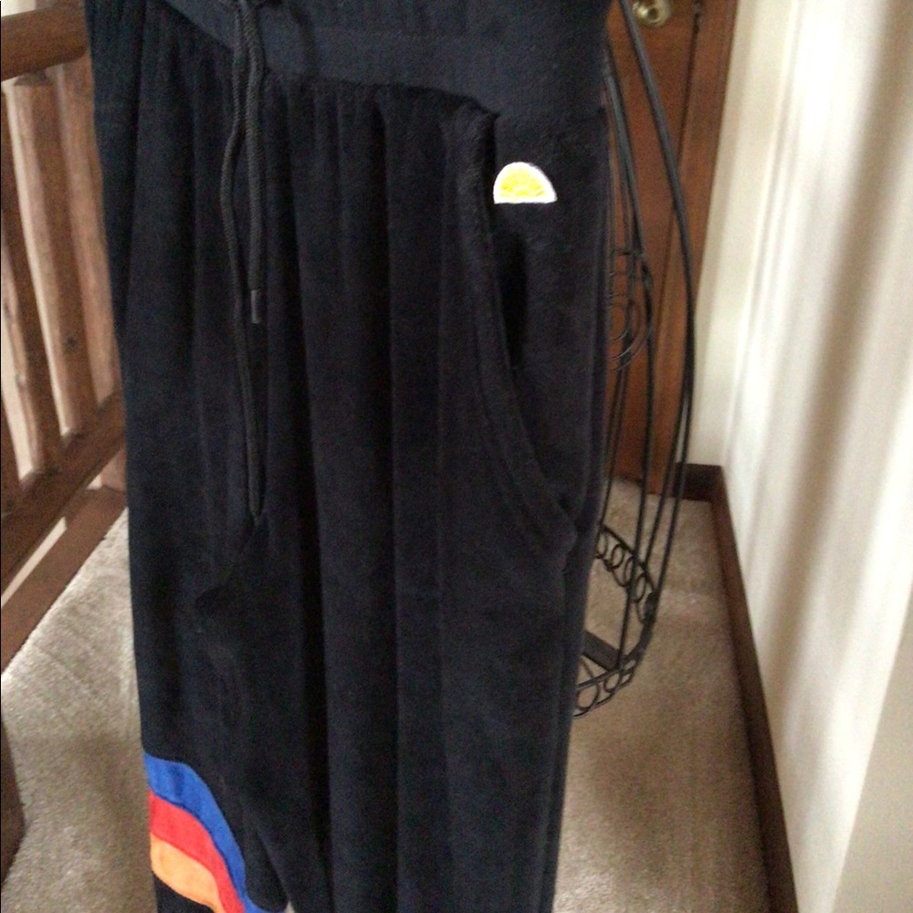 C&C California Black Velour Stripe Jogger Pants L - Picture 6 of 9